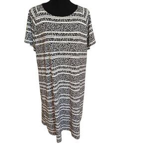 J Jill Wearever Collection Womens Black White Travel Dress Plus 1X